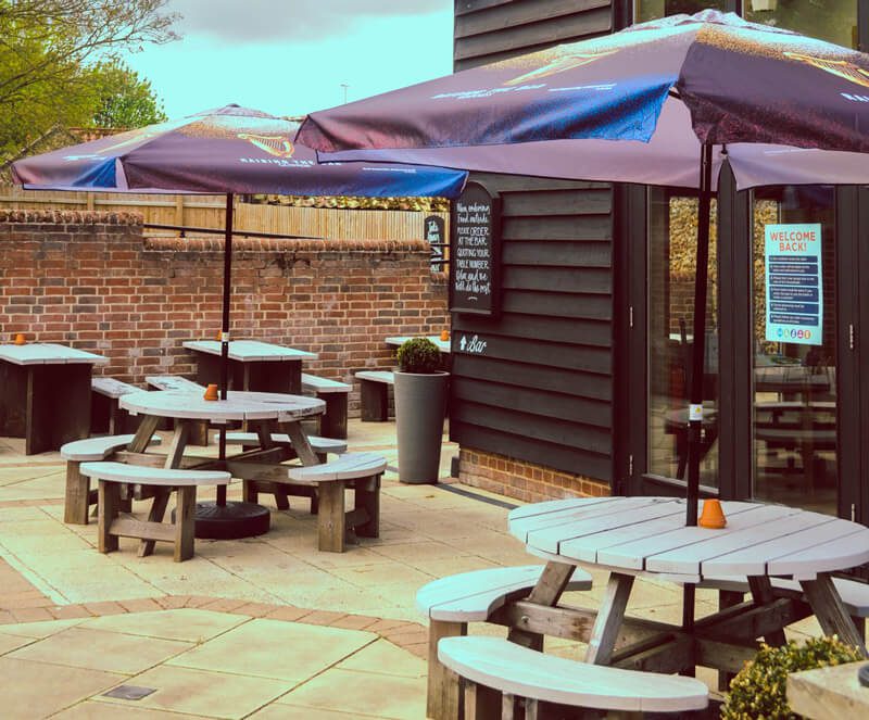 The George in Babraham patio and beer garden